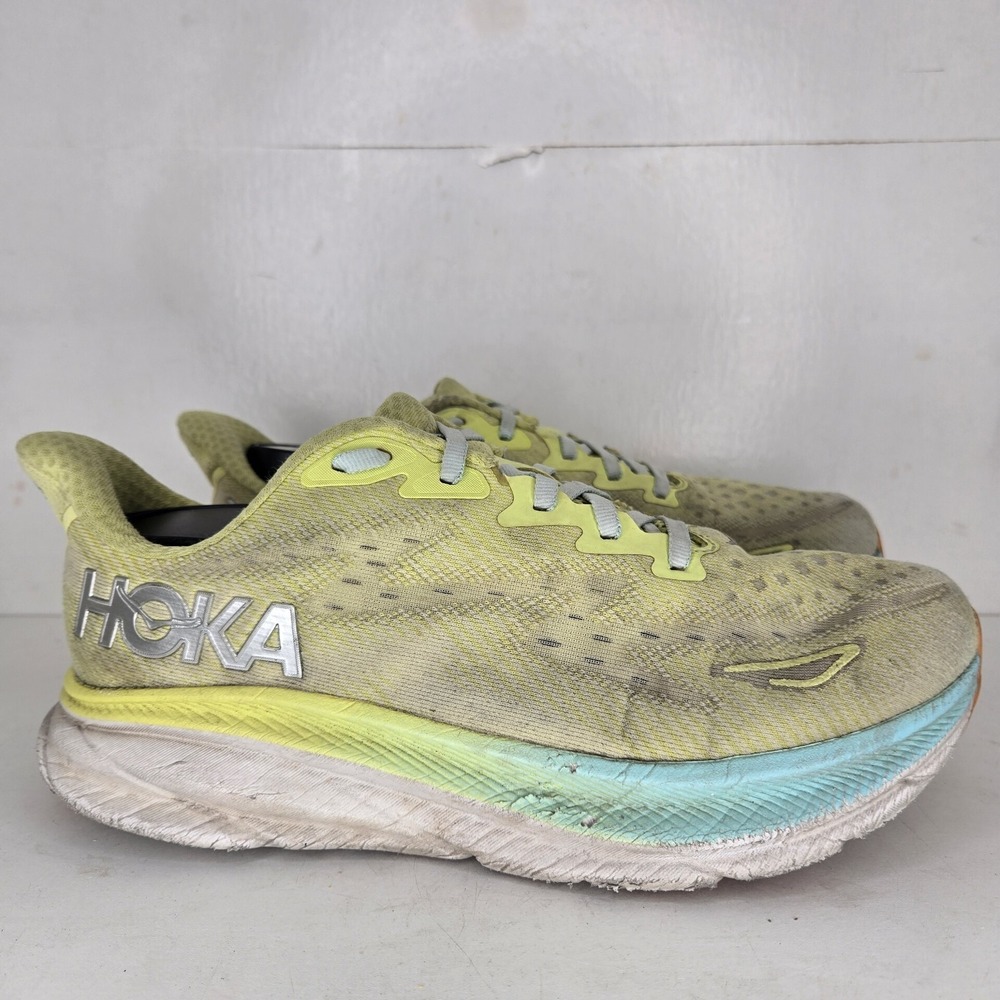Hoka One One HOKA Clifton 9 Citrus Glow Sunlit Ocean Women's Sz 9 D‎ Wide Used